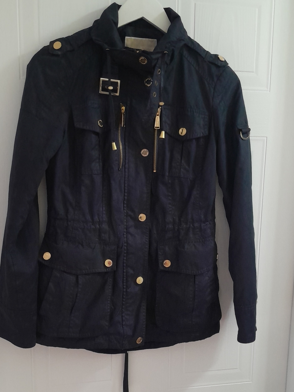 MICHAEL Michael Kors Navy Utility Jacket with Gold Hardware